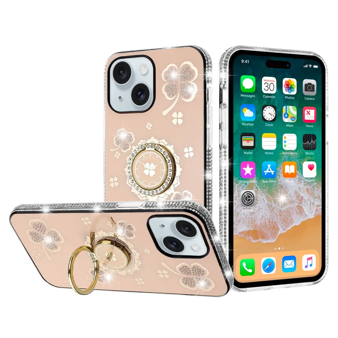 iPhone 15/iPhone 14/iPhone 13 Bling Diamond Lucky Case Gold